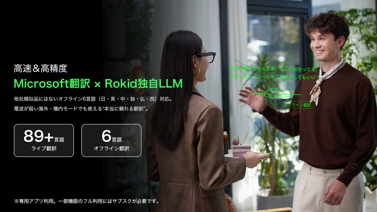 Rokid スマートAIグラス ディスプレイ表示例